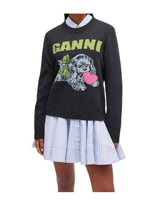 Phantom Dark Grey Puppy Wool Jumper Ganni | K2597252 PHANTOM